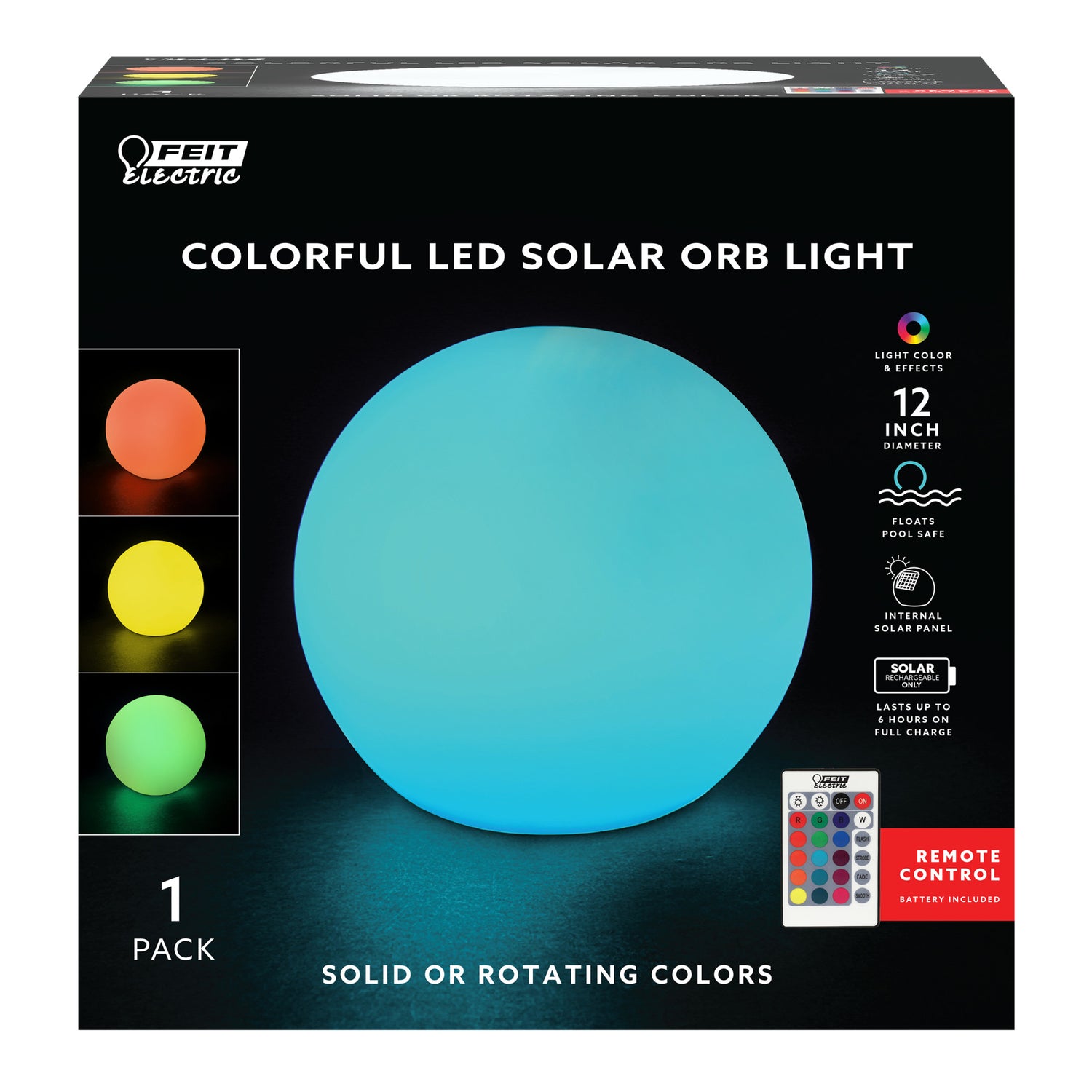 12 in. Color Changing Solar LED Orb with Remote Control