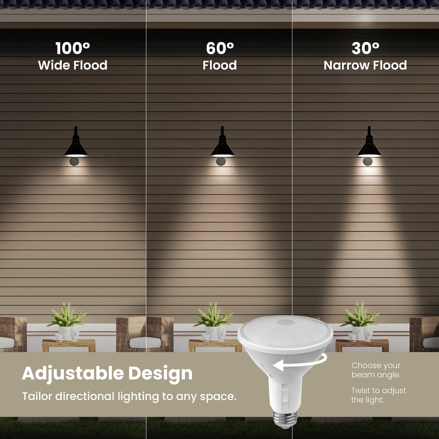 8.3W (75W Replacement) Adjustable White E26 Base Long PAR30 Dimmable Beam Choice Enhance Reflector LED