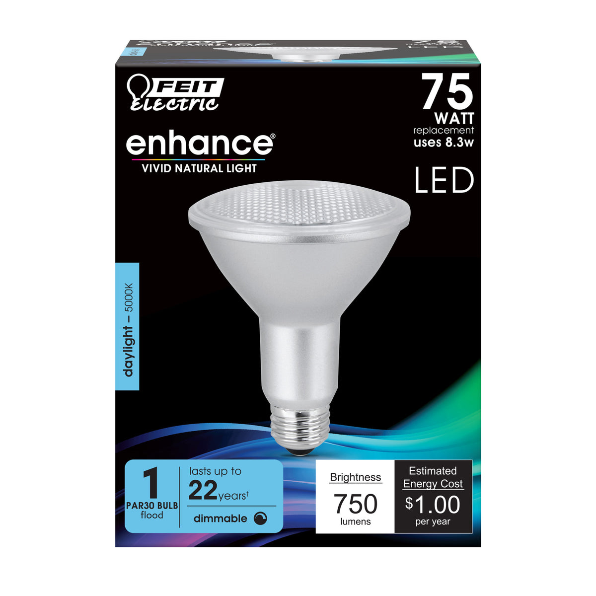 8.3W (75W Replacement) Daylight (5000K) PAR30 Long Neck Dimmable Reflector LED Bulb