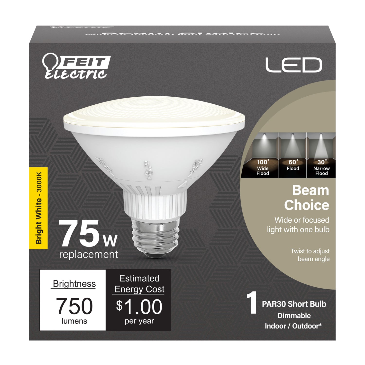 75W Replacement Bright White Short PAR30 Adjustable Angle Reflector LED