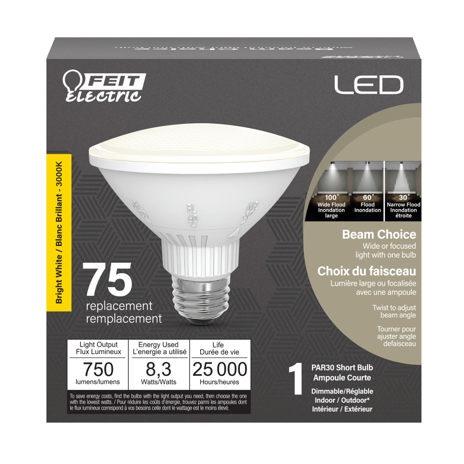 75W Replacement Bright White Short PAR30 Adjustable Angle Reflector LED