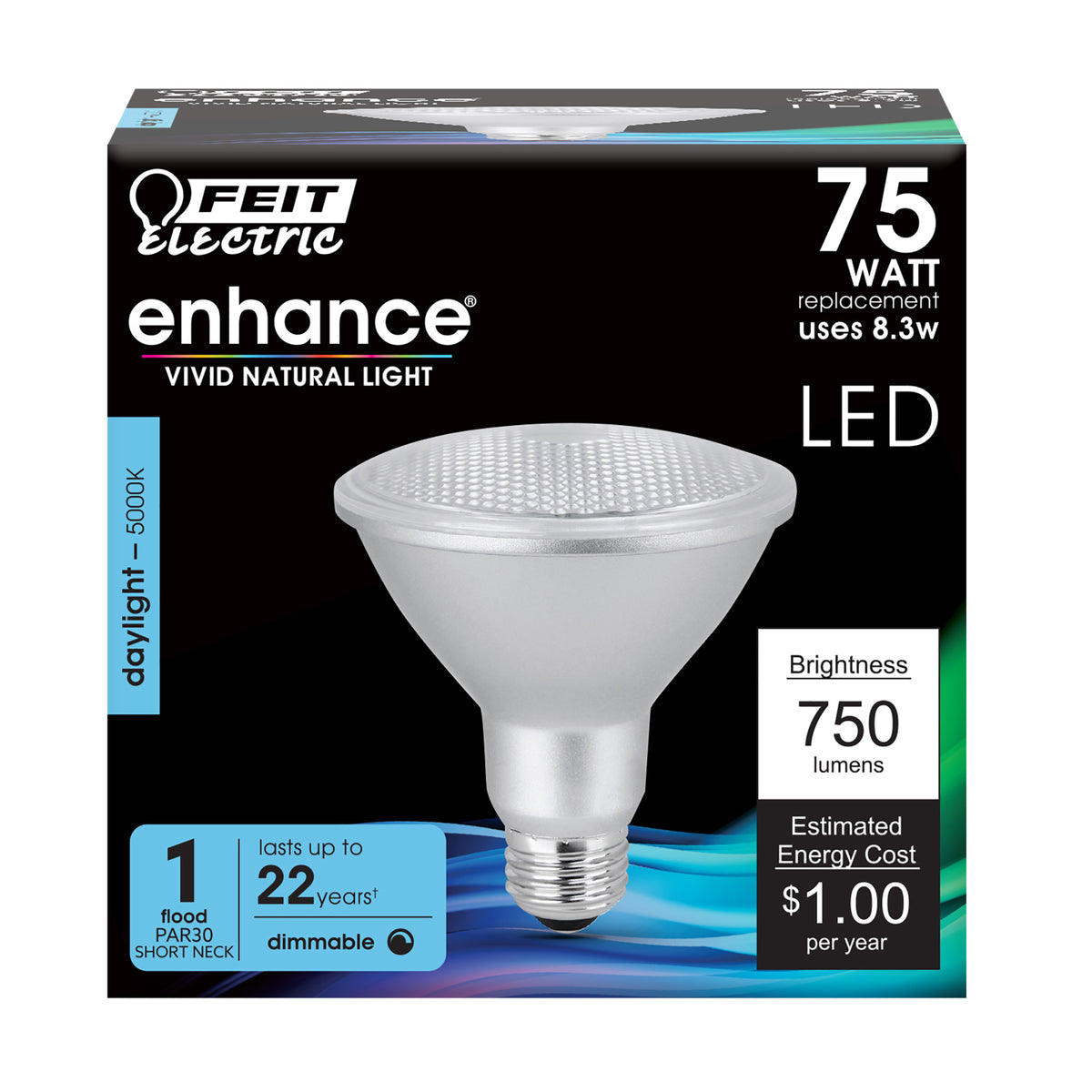 8.3W (75W Replacement) Daylight (5000K) E26 Base PAR30 Short Neck Dimmable Enhance Reflector LED