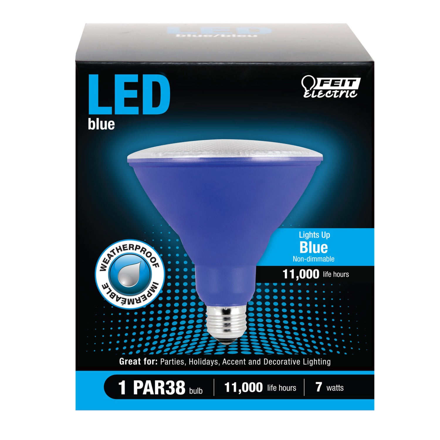 7W Blue PAR38 Non-Dimmable LED Reflector Light Bulb