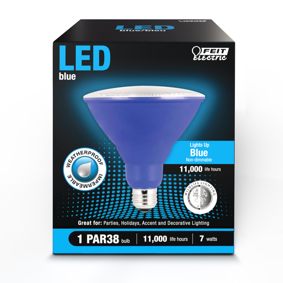7W Blue PAR38 Non-Dimmable LED Reflector Light Bulb
