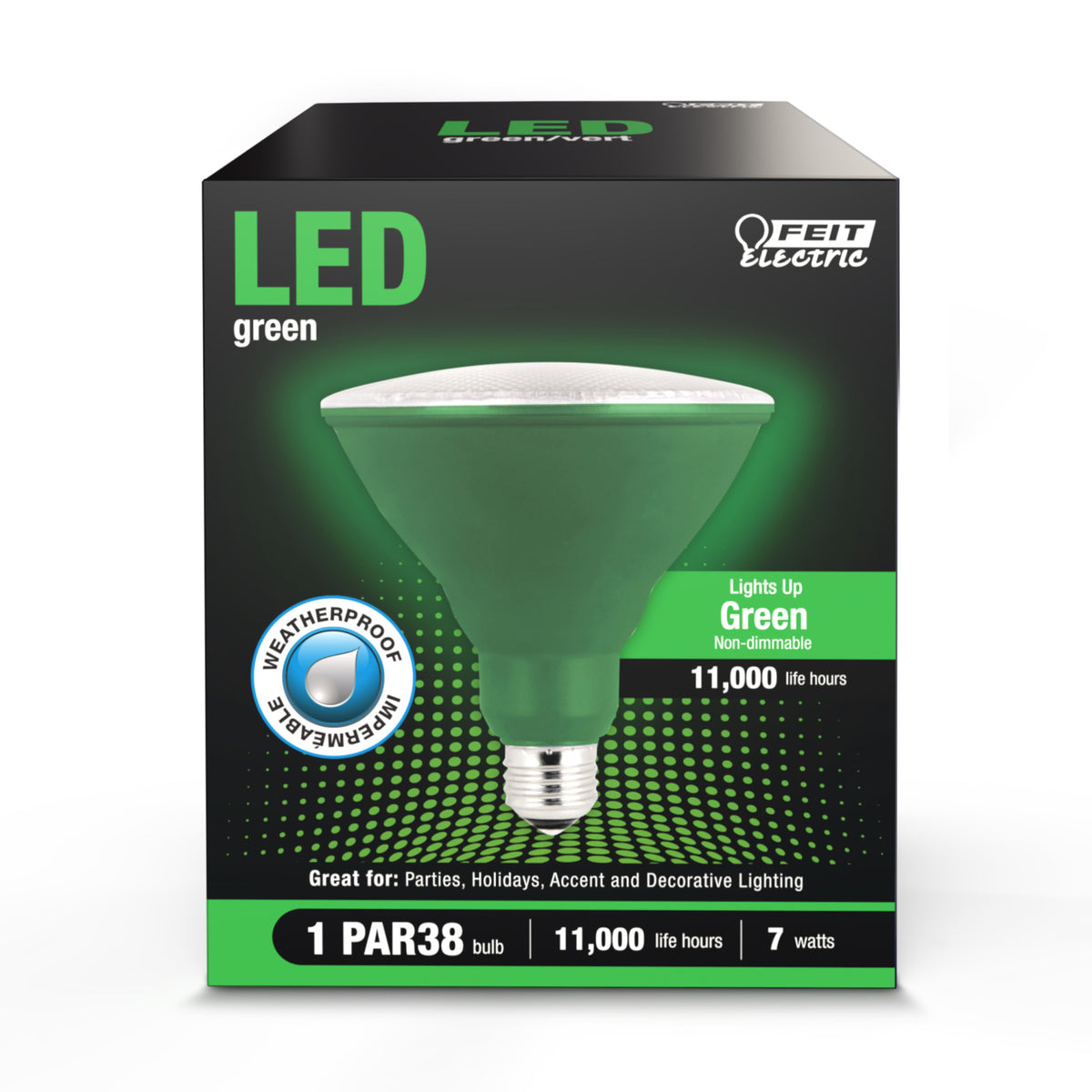 Green PAR38 Non-Dimmable LED Reflector Light Bulb
