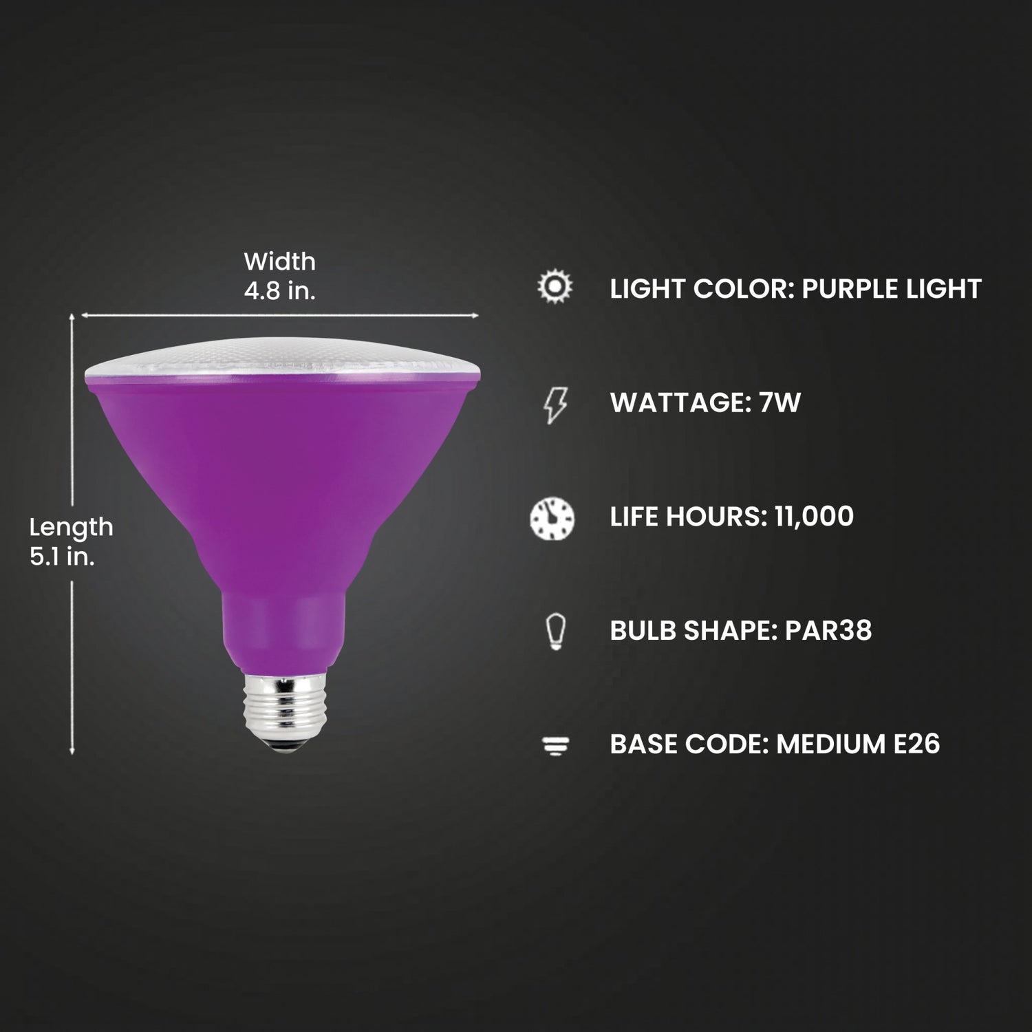 Purple PAR38 Non-Dimmable LED Reflector Light Bulb