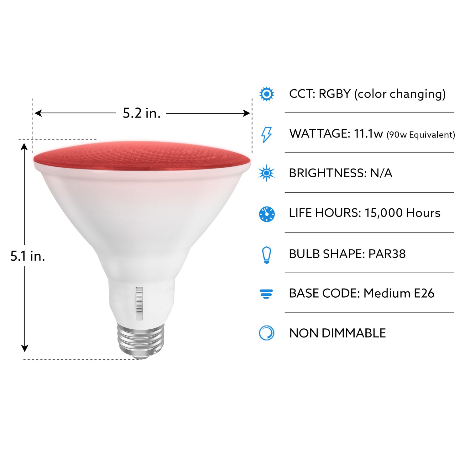 5W (90W Replacement) 6-Way Color-Changing PAR38 LED light Bulb
