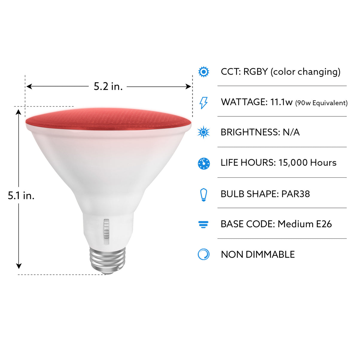 5W (90W Replacement) 6-Way Color-Changing PAR38 LED light Bulb