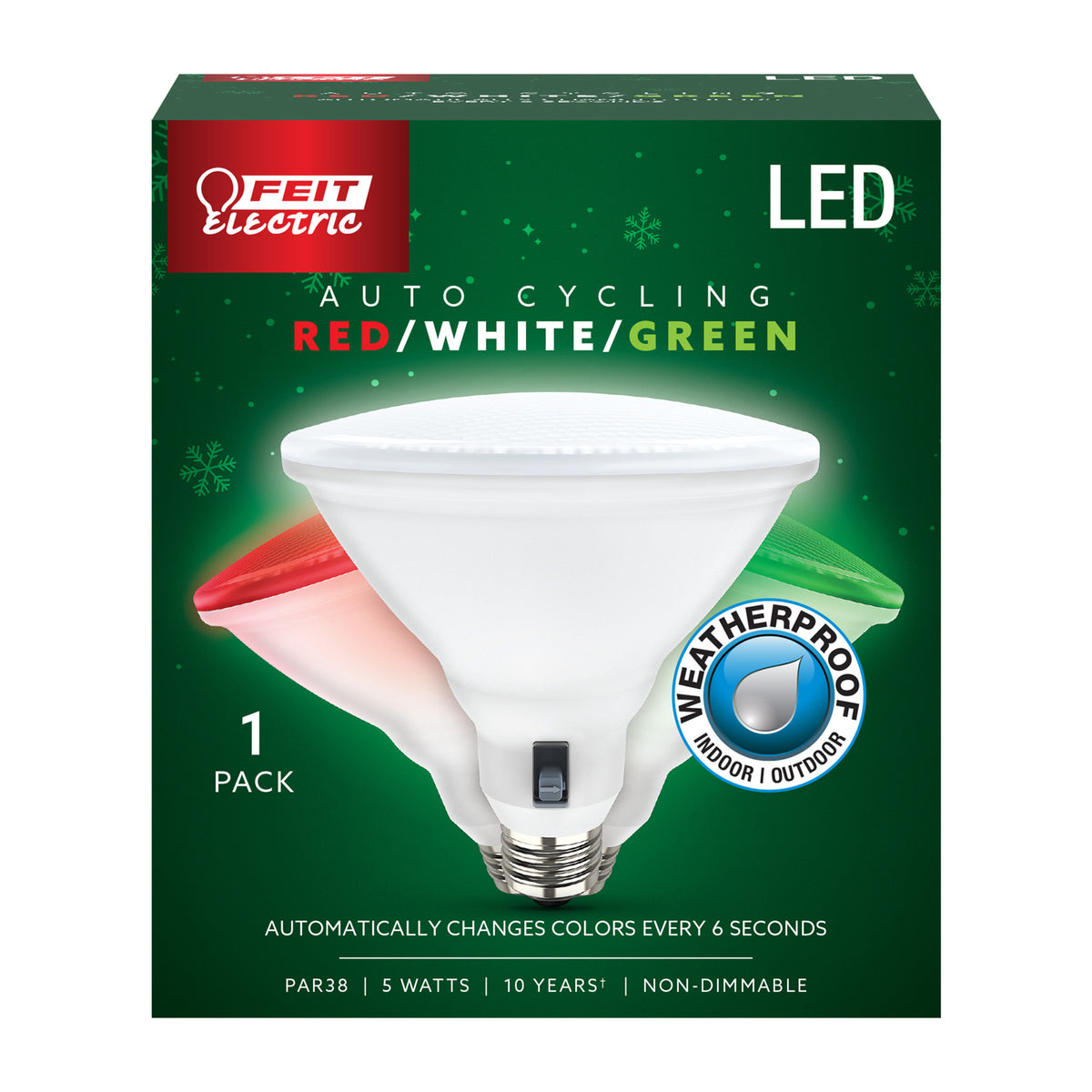 Red Green White E26 Base PAR38 Reflector LED Light Bulb
