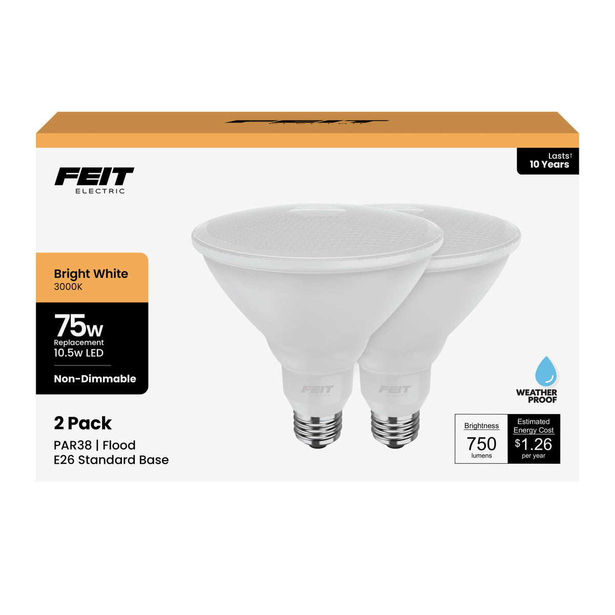 75W Replacement Bright White PAR38 Reflector LED Light Bulb (2-Pack)
