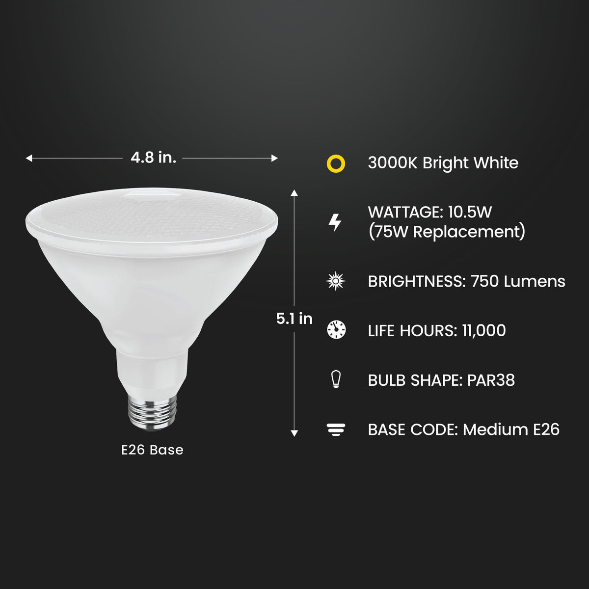 75W Replacement Bright White PAR38 Reflector LED Light Bulb (2-Pack)