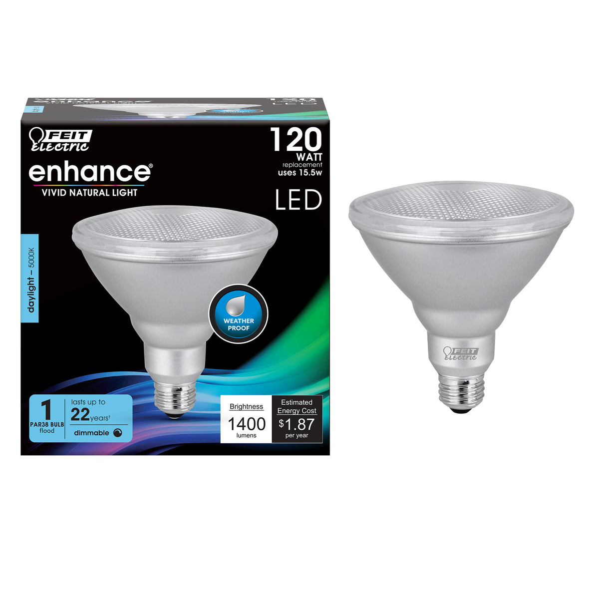 15.5W (120W Replacement) Daylight (5000K) E26 Base PAR38 Dimmable Enhance Reflector LED