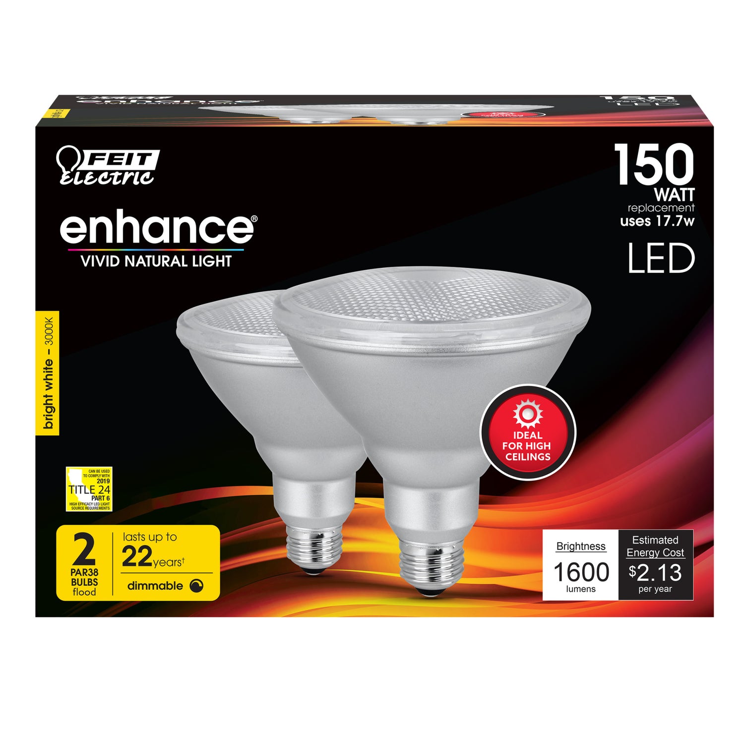 150W Replacement Bright White PAR38 Dimmable Reflector LED
