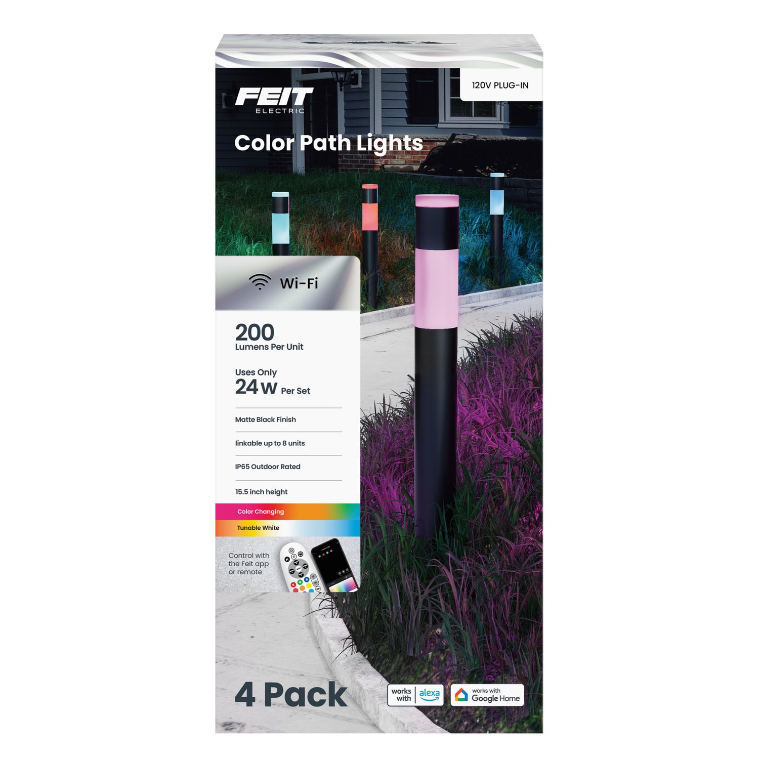 Smart Color Changing and Tunable White Round Path Lights (4-Pack)