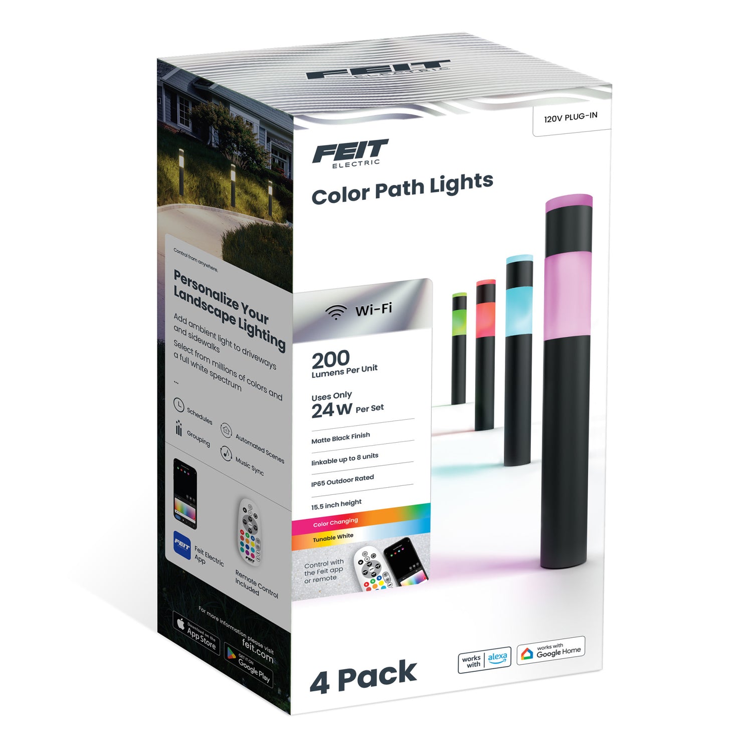 Smart Color Changing and Tunable White Round Path Lights (4-Pack)