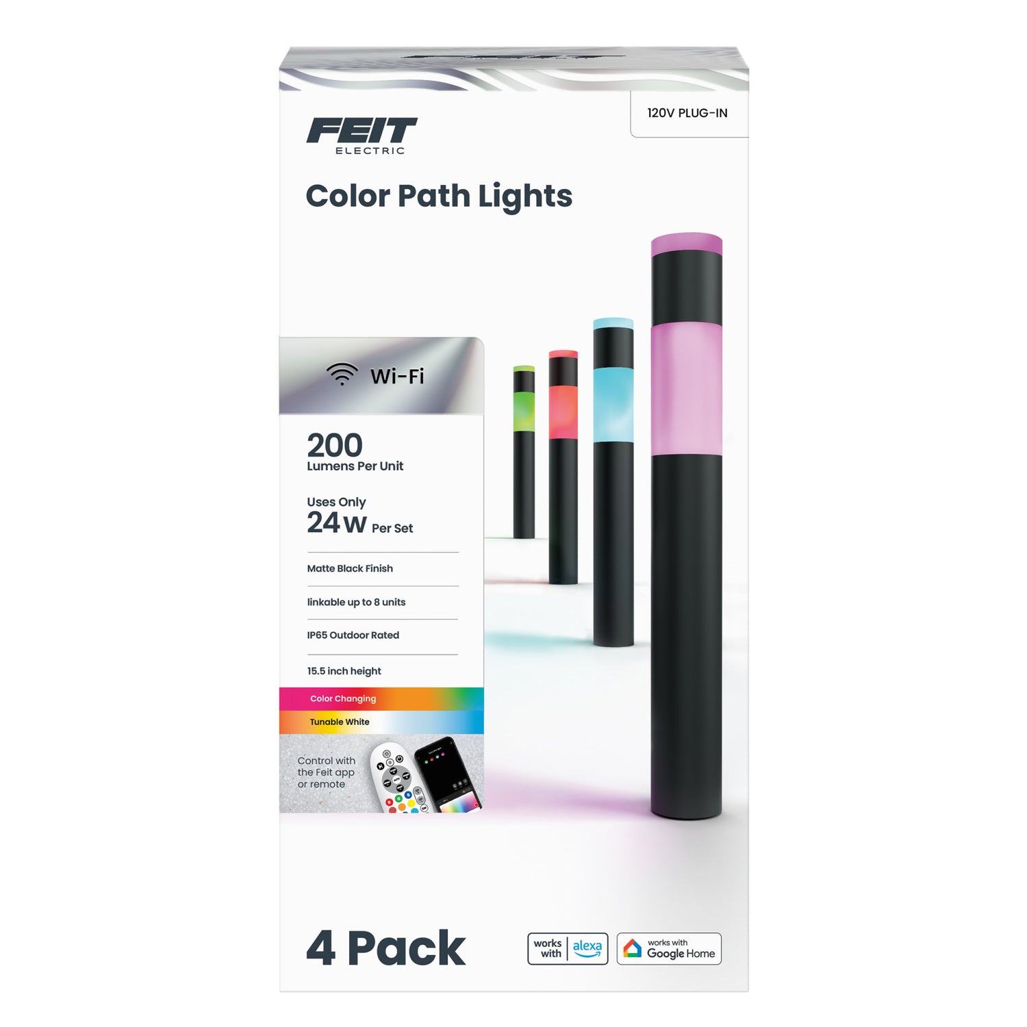 Smart Color Changing and Tunable White Round Path Lights (4-Pack)