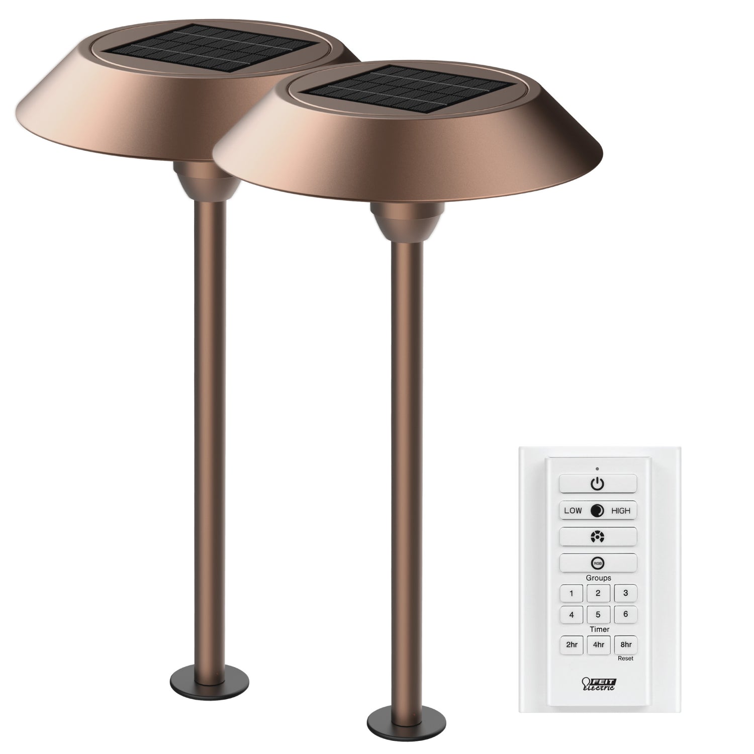 12 in. OneSync Landscape Bronze Solar Pathway Light Starter Kit