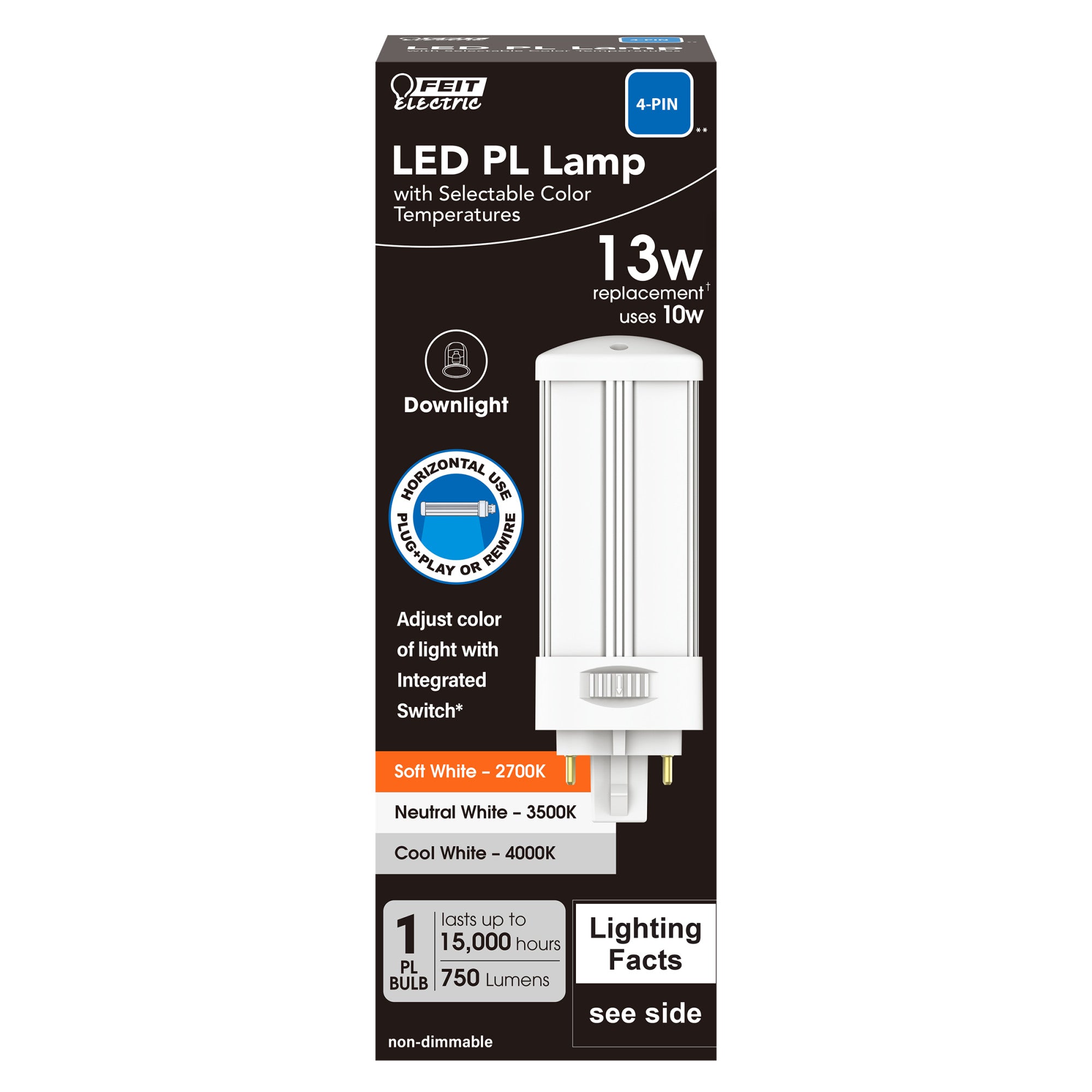 10W (13W Replacement) Color Selectable G24q-1 Base 4-pin