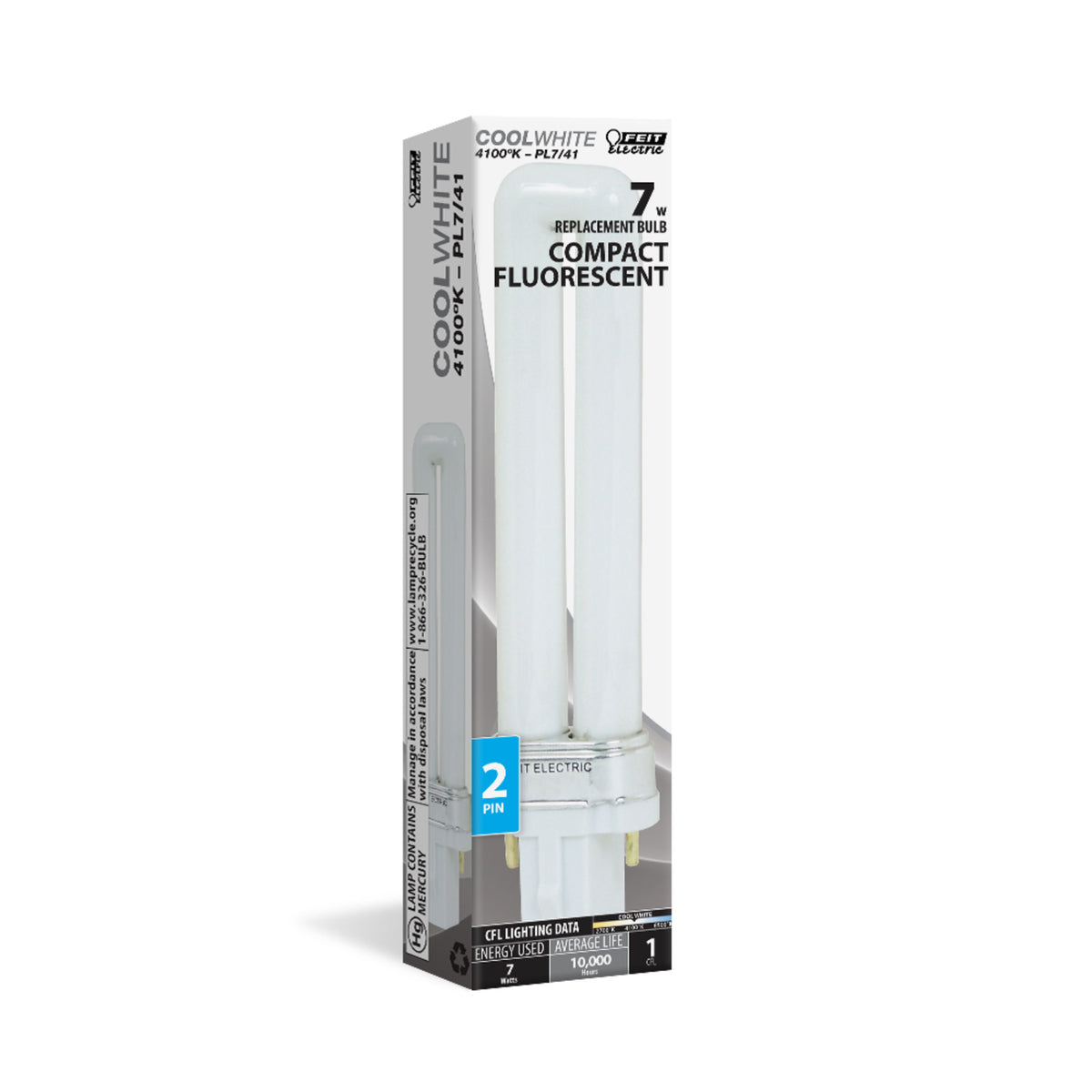 7W Cool White (4100K) G23 Fluorescent PL Bulb