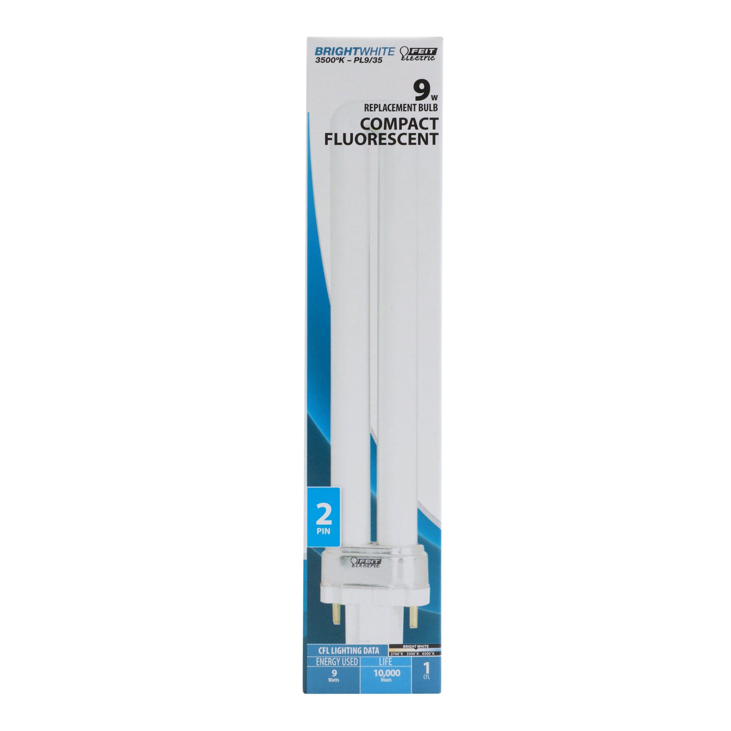 9W Bright White (3500K) PL G23 Base Compact Fluorescent Light Bulb