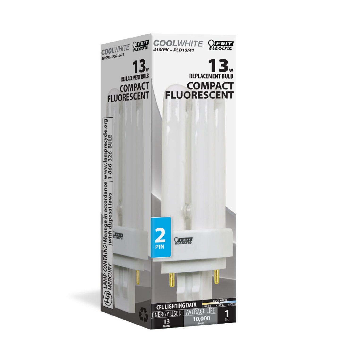 13W Cool White (4100K) GX23-2 Fluorescent PL Bulb