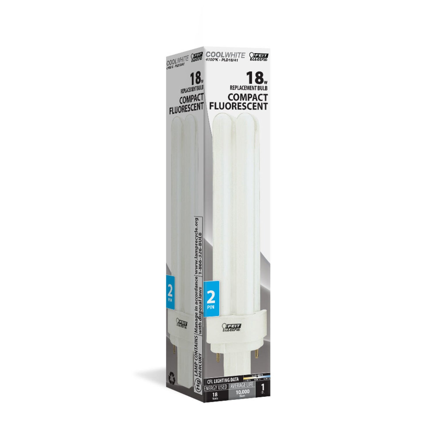 18W Cool White (4100K) PLD G24d-2 Base Double Twin Tube CFL Bulb