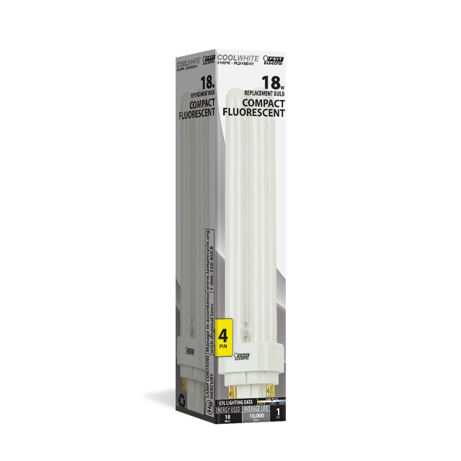 18W Cool White (4100K) PLD G24Q-2 Base Double Twin Tube CFL Bulb