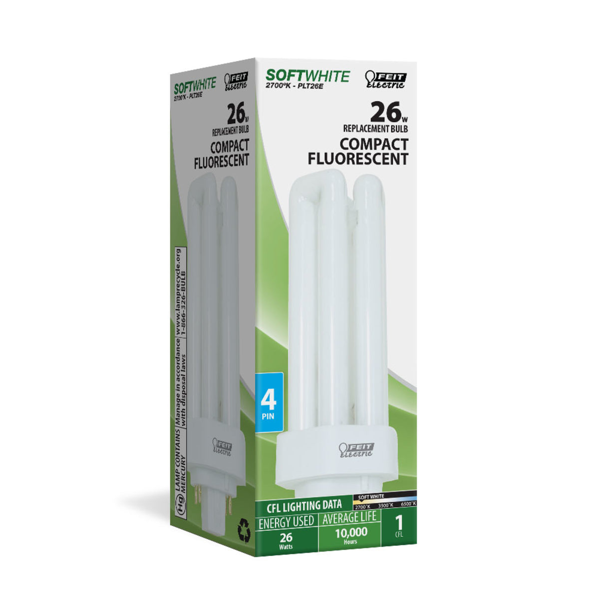 26W Soft White (2700K) PLT GX24q-3 Base Triple Twin Tube CFL Bulb