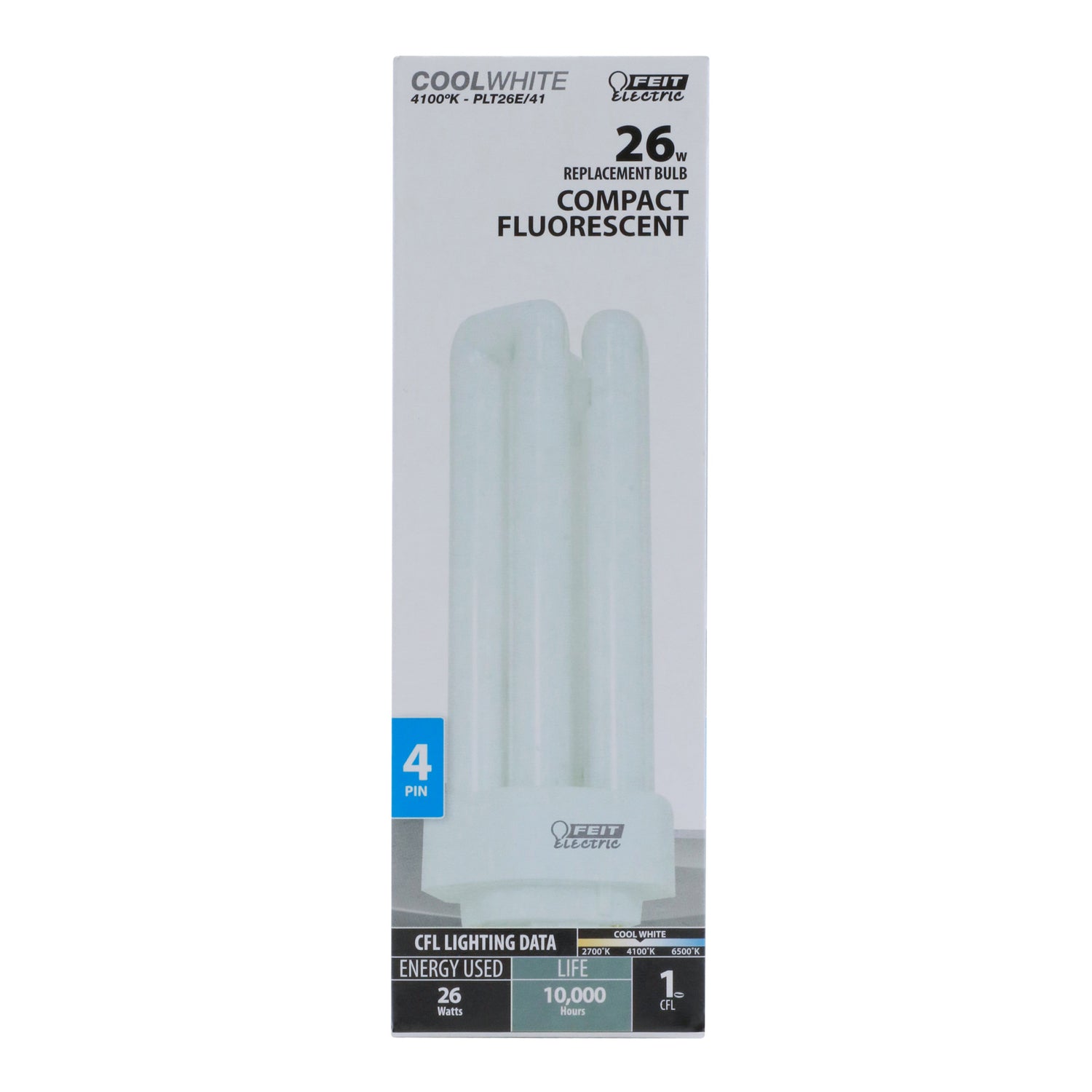 26W Cool White (4100K) PL Triple Twin Tube GX24Q-3 Base Compact Fluorescent Light Bulb