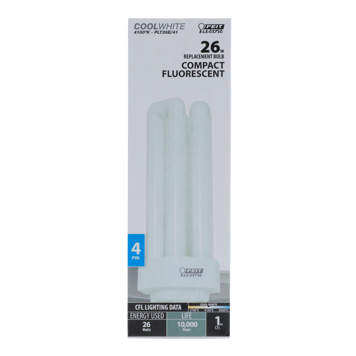 26W Cool White (4100K) PL Triple Twin Tube GX24Q-3 Base Compact Fluorescent Light Bulb