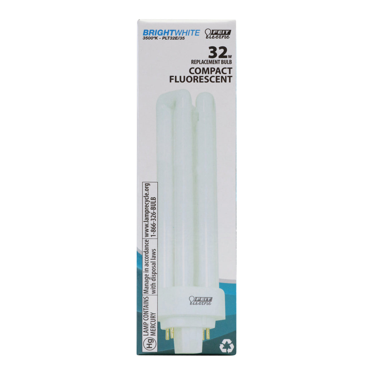 32W Bright White (3500K) PLT Triple Twin Tube GX24q-3 Base CFL Light Bulb