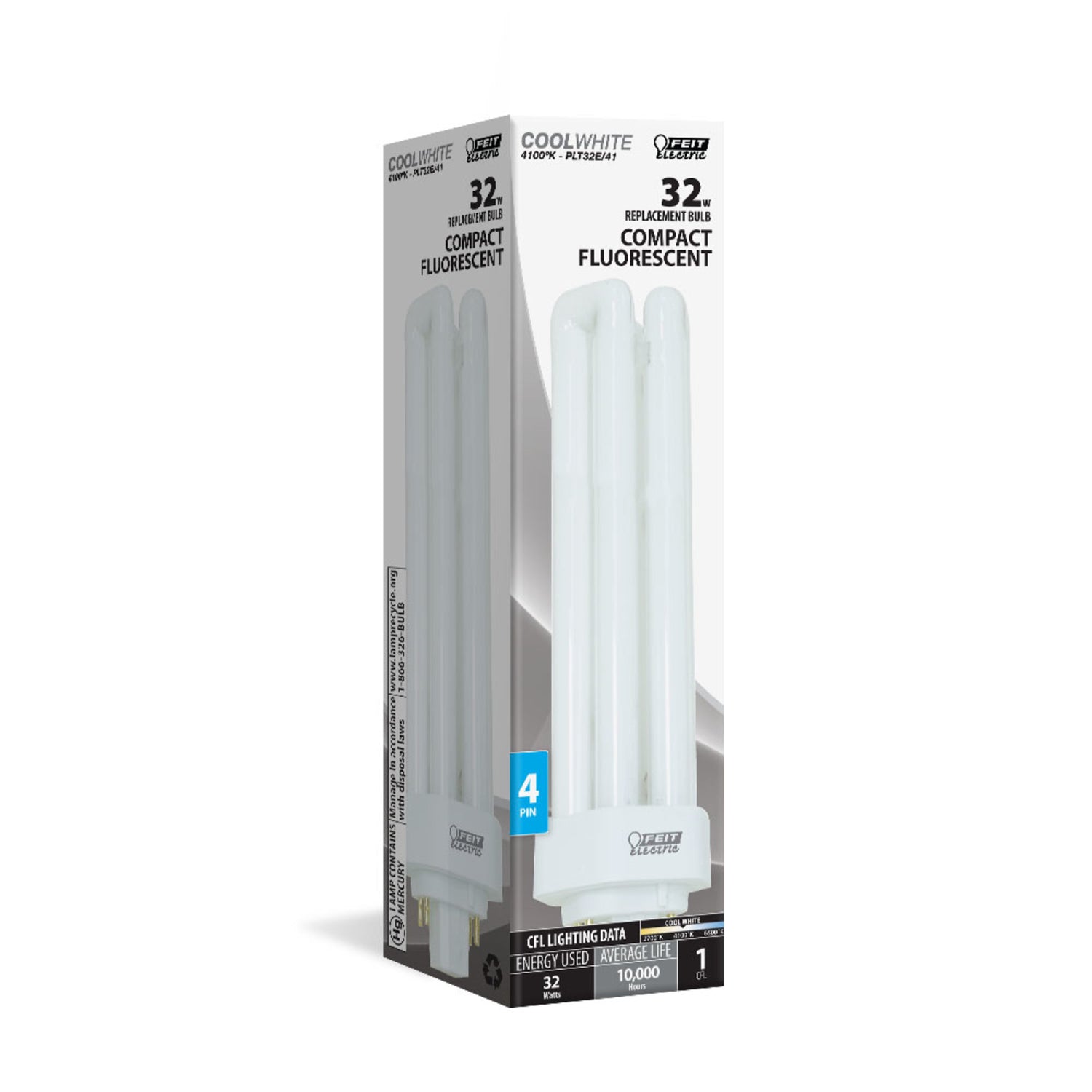 32W Cool White (4100K) GX24q-3 Base Triple Twin Tube Compact Fluorescent PL