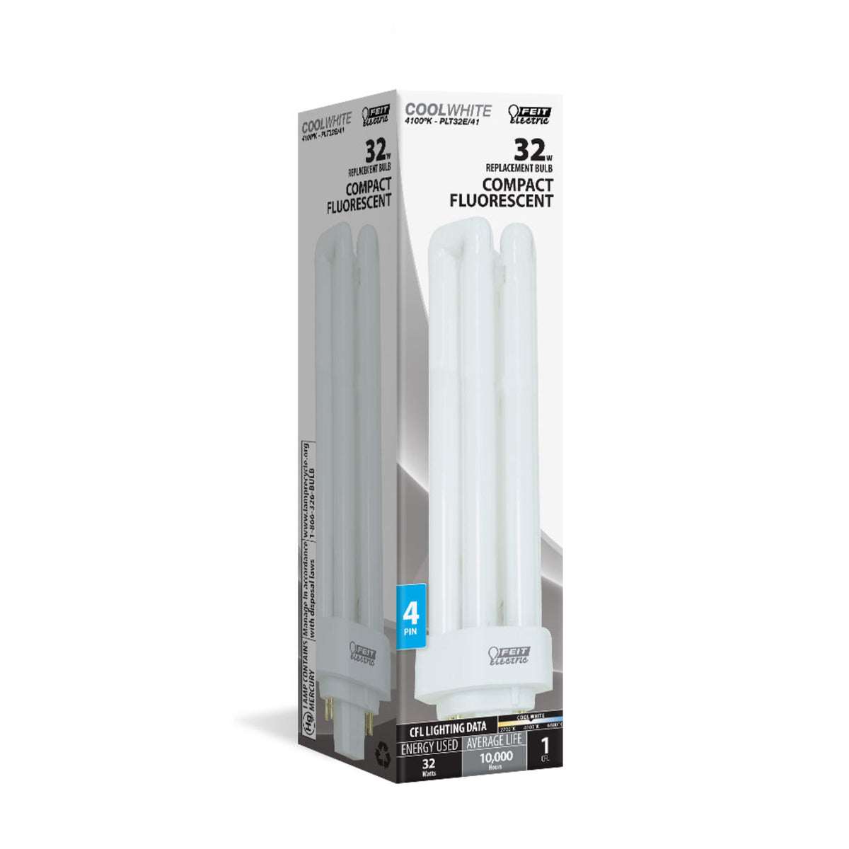 32W Cool White (4100K) GX24q-3 Base Triple Twin Tube Compact Fluorescent PL
