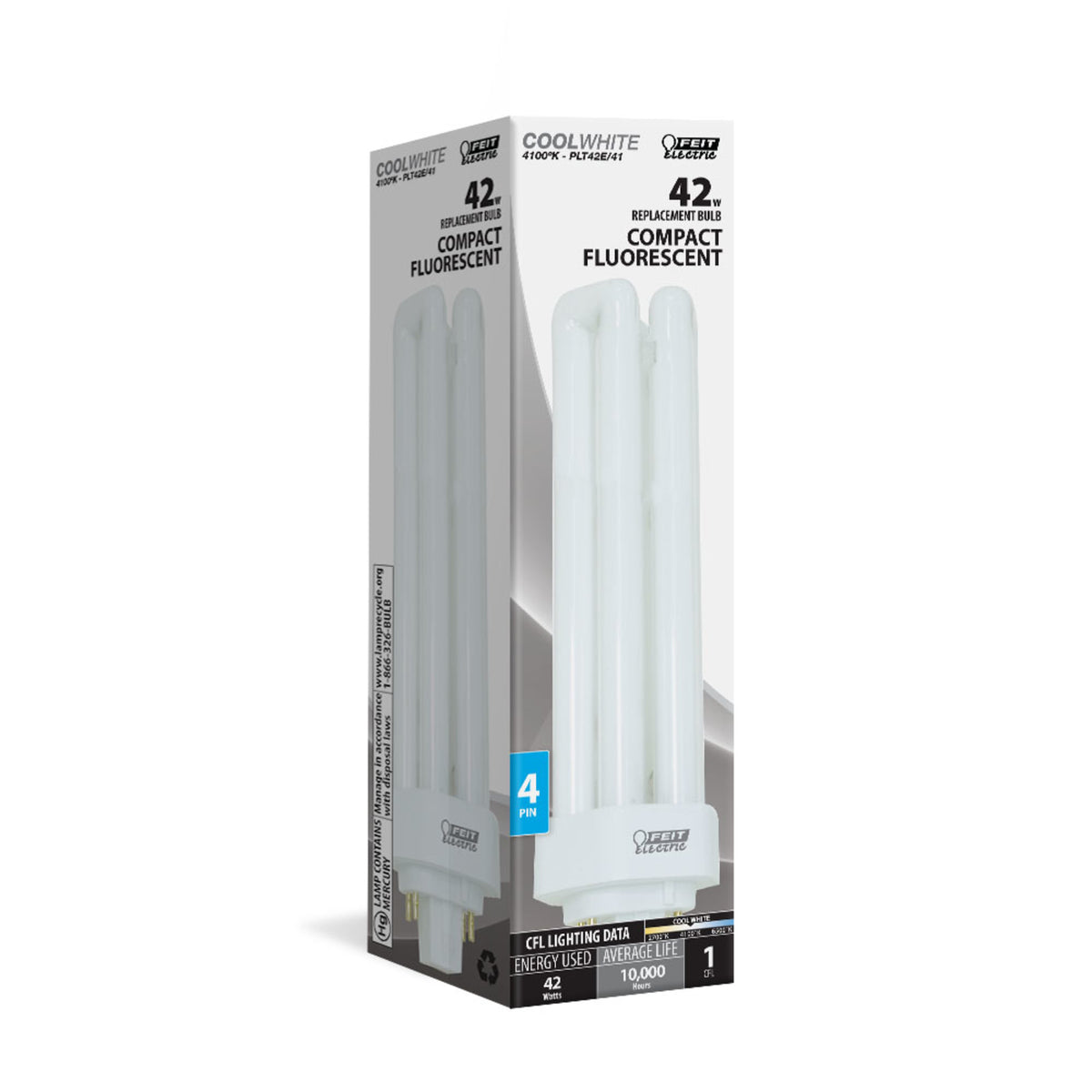 42W Cool White (4100K) GX24q-4 Base Triple Twin Tube Compact Fluorescent PL Bulb