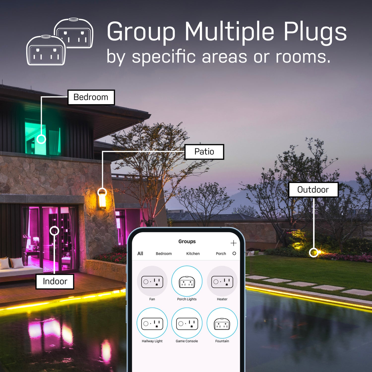 Dual Outlet Outdoor Wi-Fi Smart Plug (2-Pack)