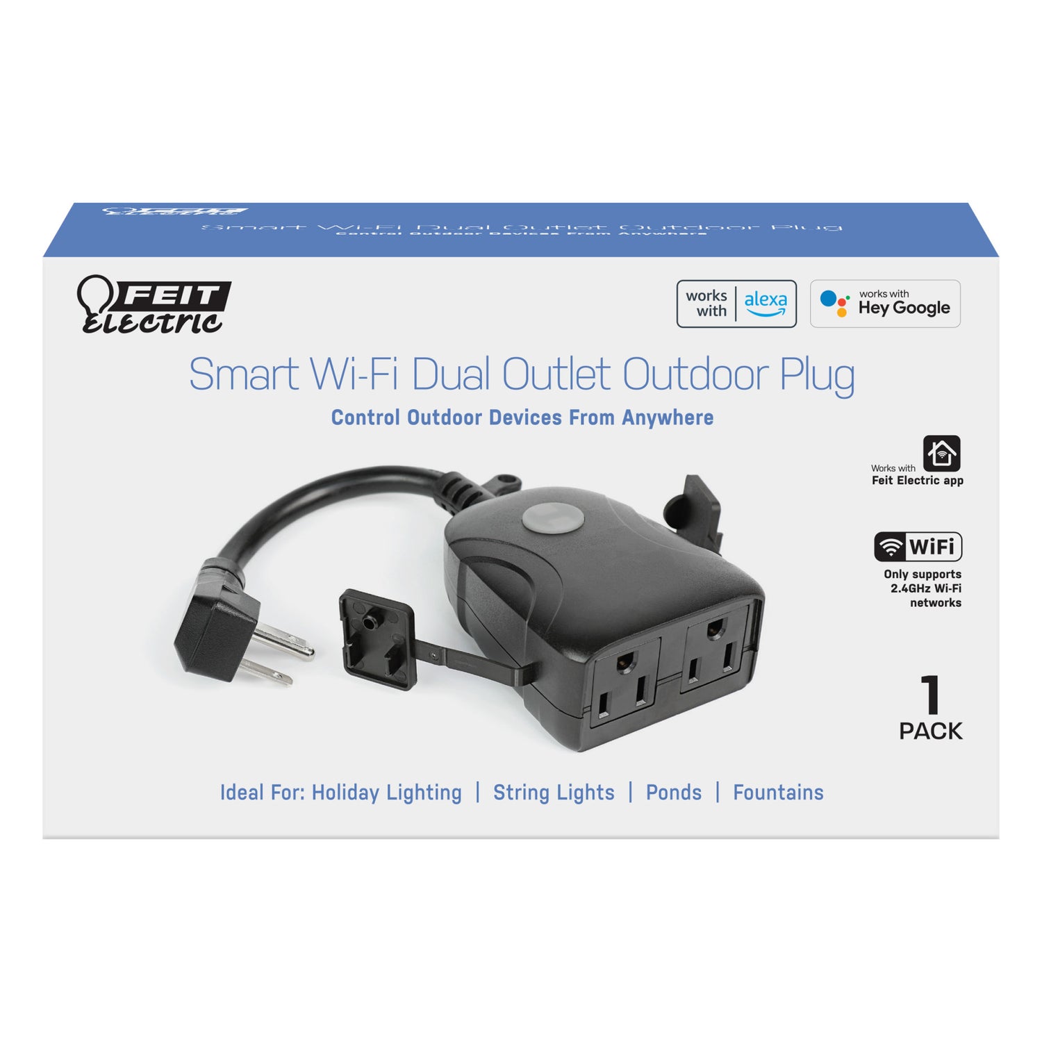 Dual Outlet Outdoor Wi-Fi Smart Plug (2-Pack)
