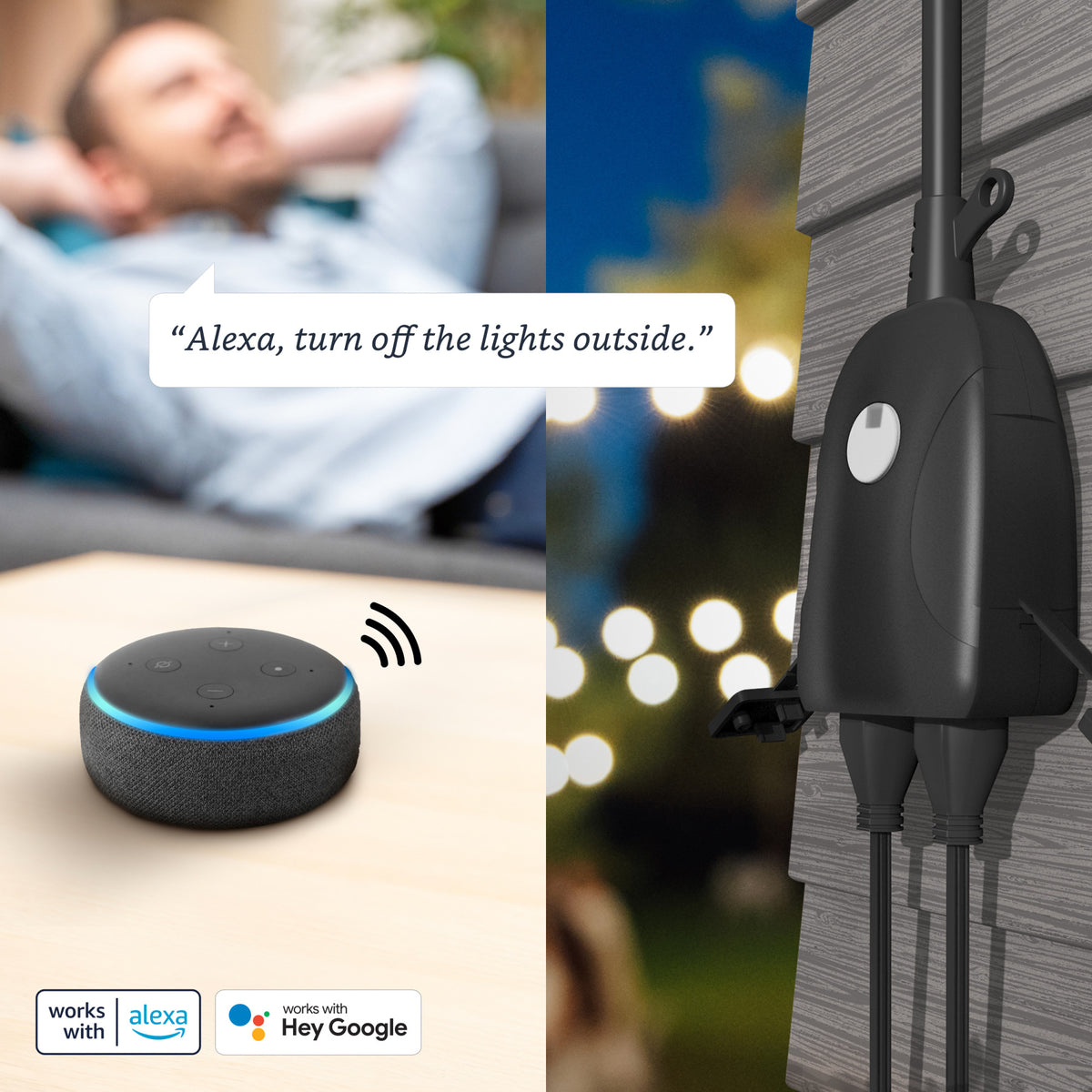 Dual Outlet Outdoor Wi-Fi Smart Plug