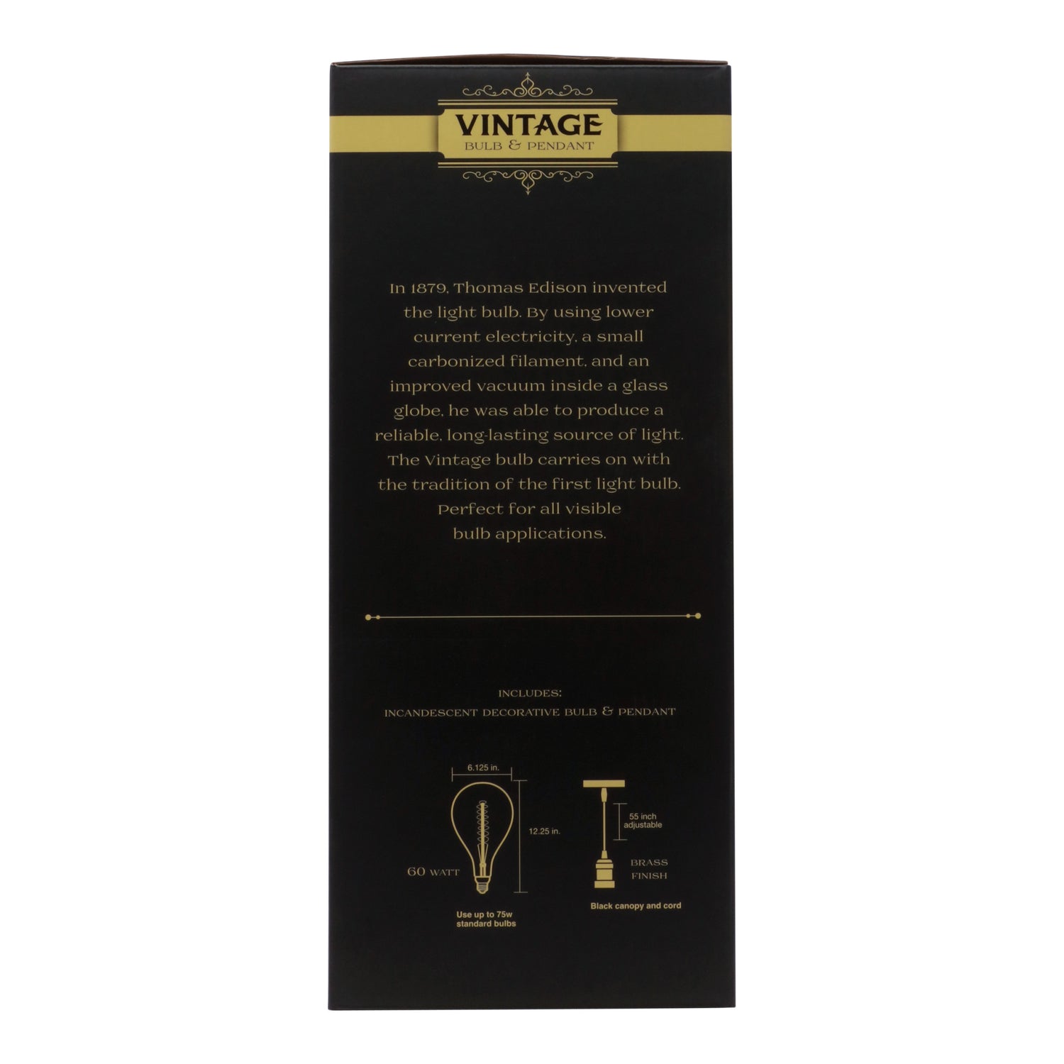 60W Replacement PS52 E26 Dimmable Amber Glass Vintage Edison Incandescent Light Bulb and Pendant, Soft White