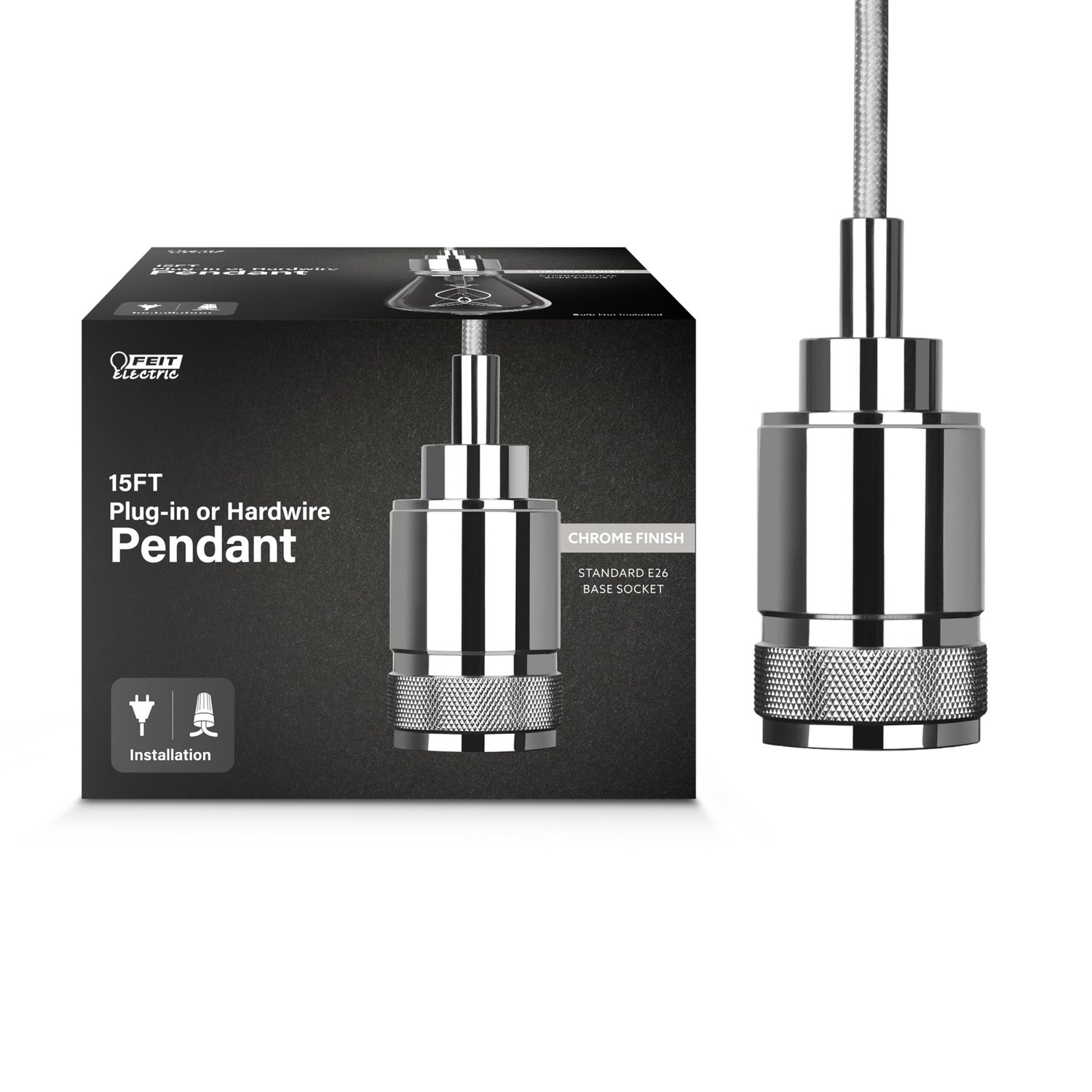 15 ft. Chrome Plug-in or Hardwire Pendant