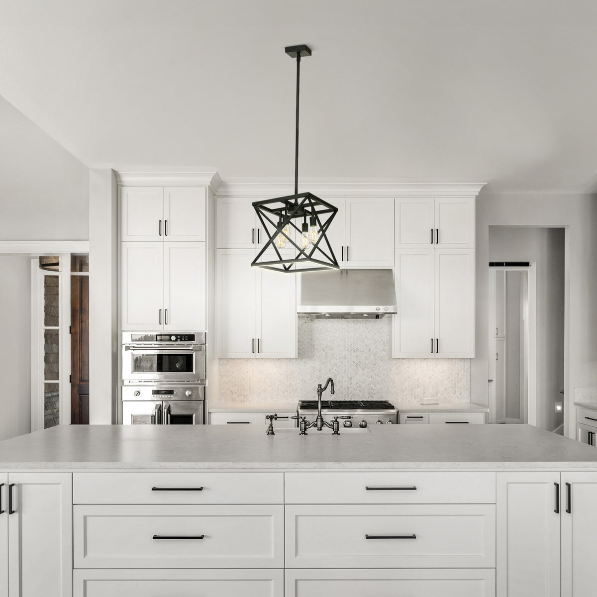 Katalyst Collection LED Decorative 4-Light Criss-Cross Pendant, Matte Black