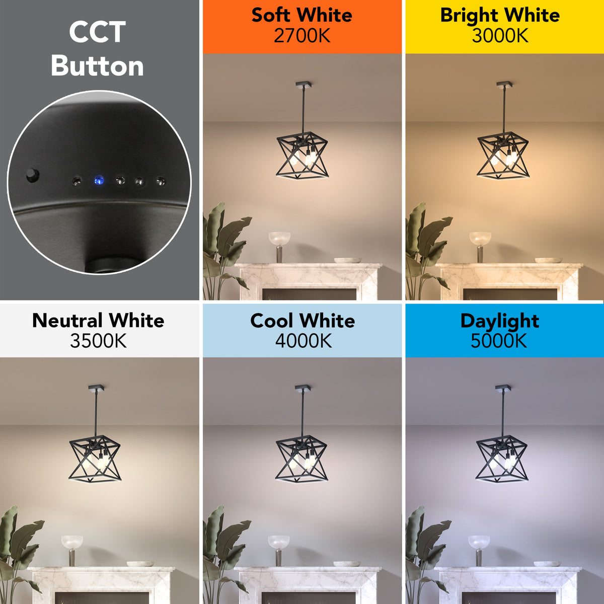 Katalyst Collection LED Decorative 4-Light Criss-Cross Pendant, Matte Black