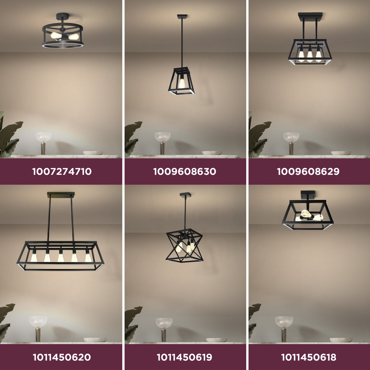 Katalyst Collection LED Decorative 4-Light Criss-Cross Pendant, Matte Black