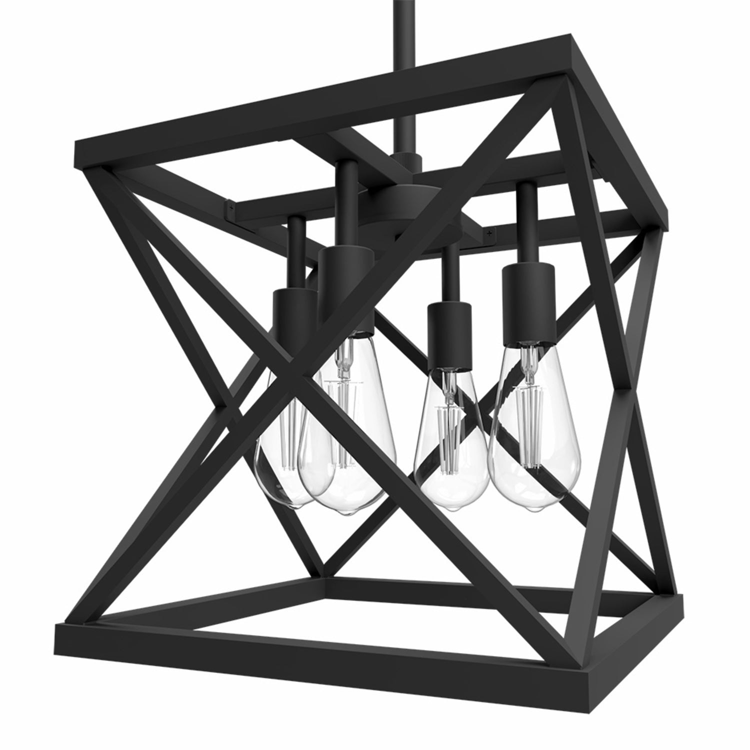 Katalyst Collection LED Decorative 4-Light Criss-Cross Pendant, Matte Black