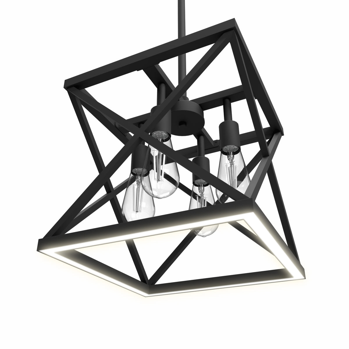 Katalyst Collection LED Decorative 4-Light Criss-Cross Pendant, Matte Black
