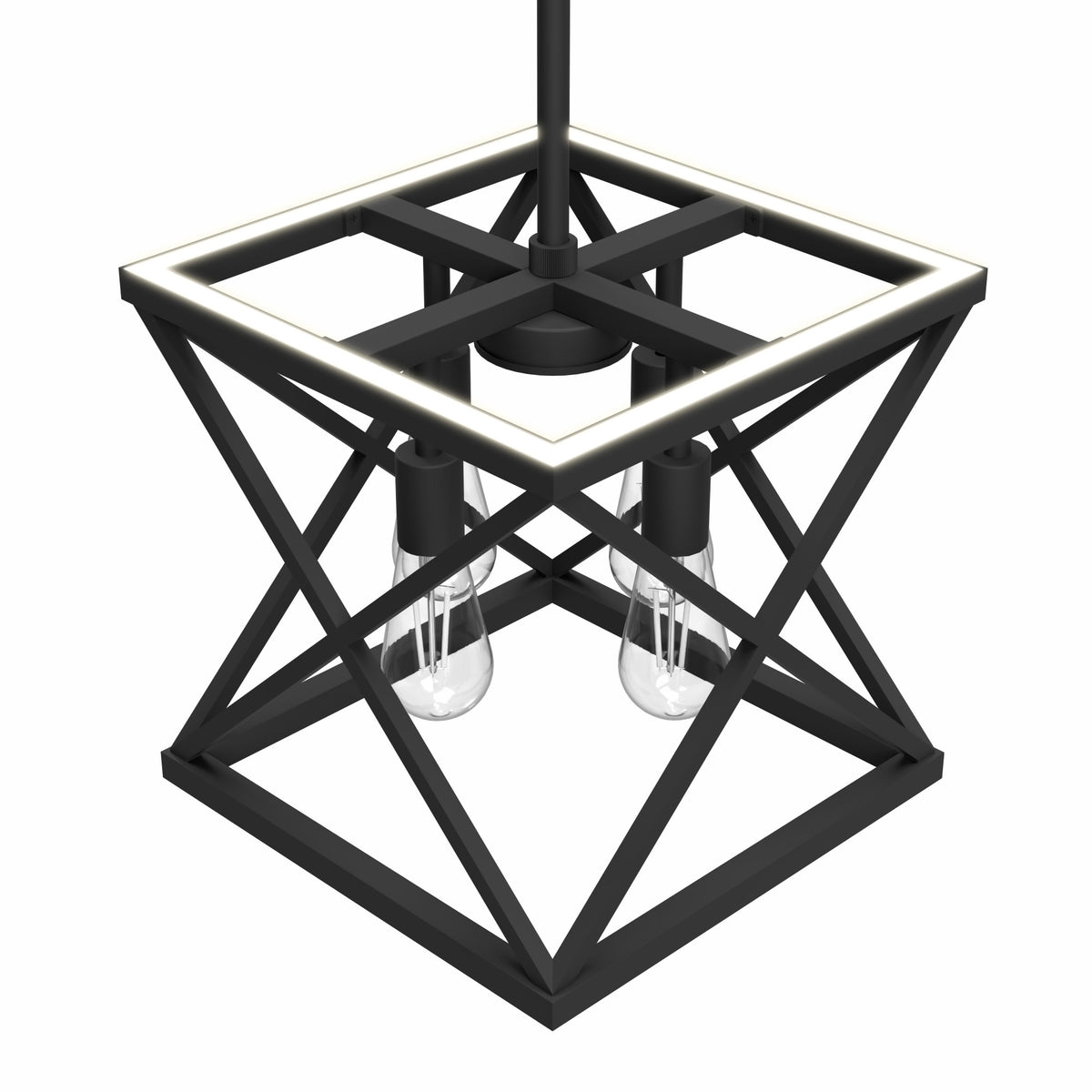 Katalyst Collection LED Decorative 4-Light Criss-Cross Pendant, Matte Black