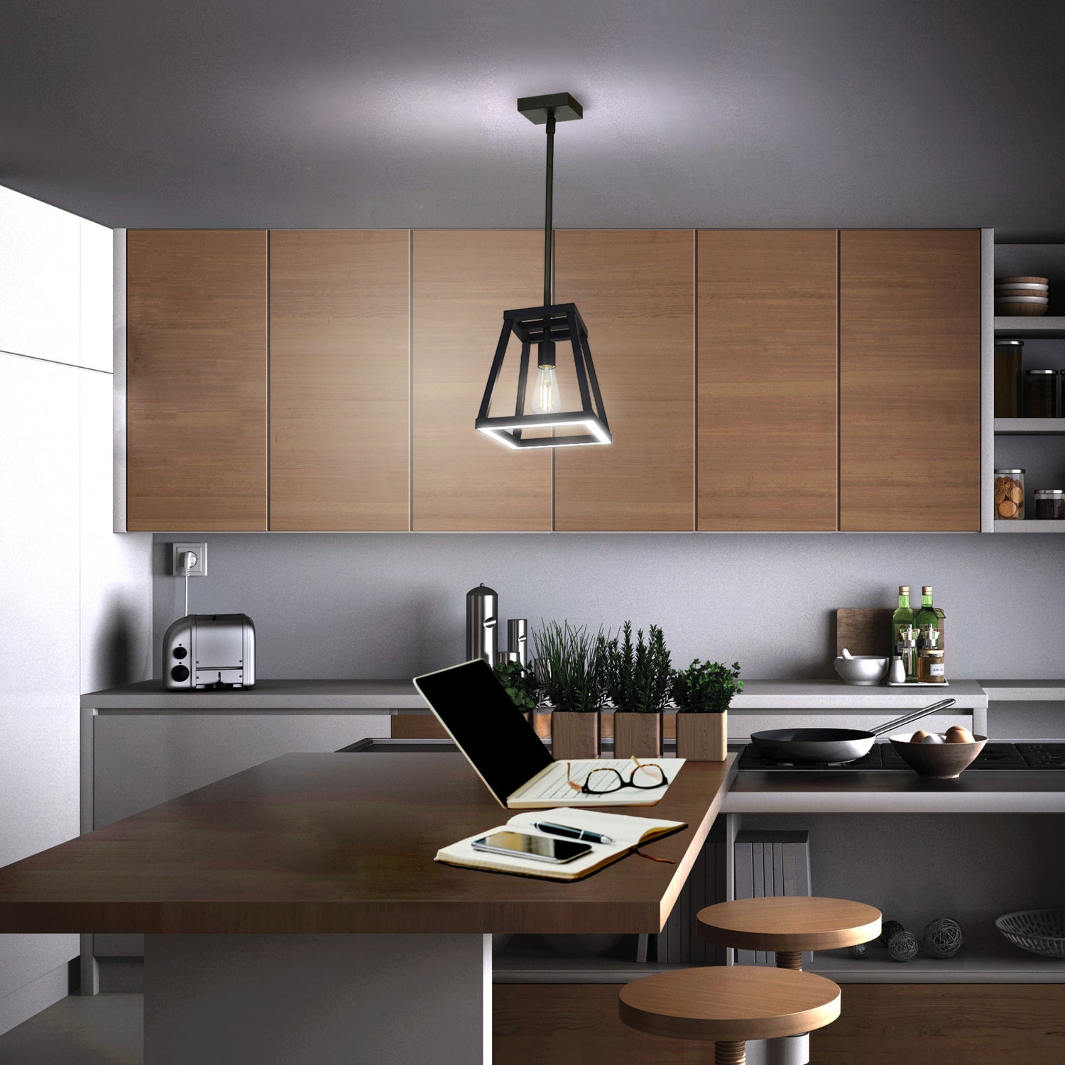 Katalyst Collection LED Decorative Single Light Pendant Matte Black