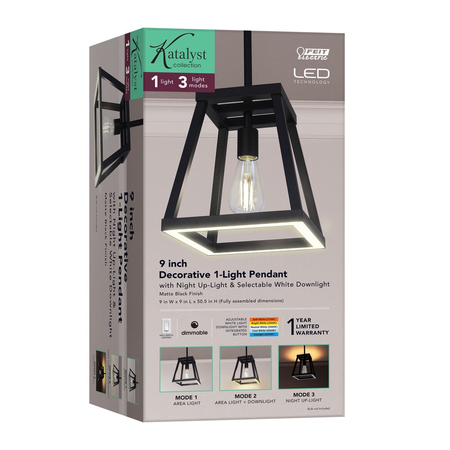 Katalyst Collection LED Decorative Single Light Pendant Matte Black