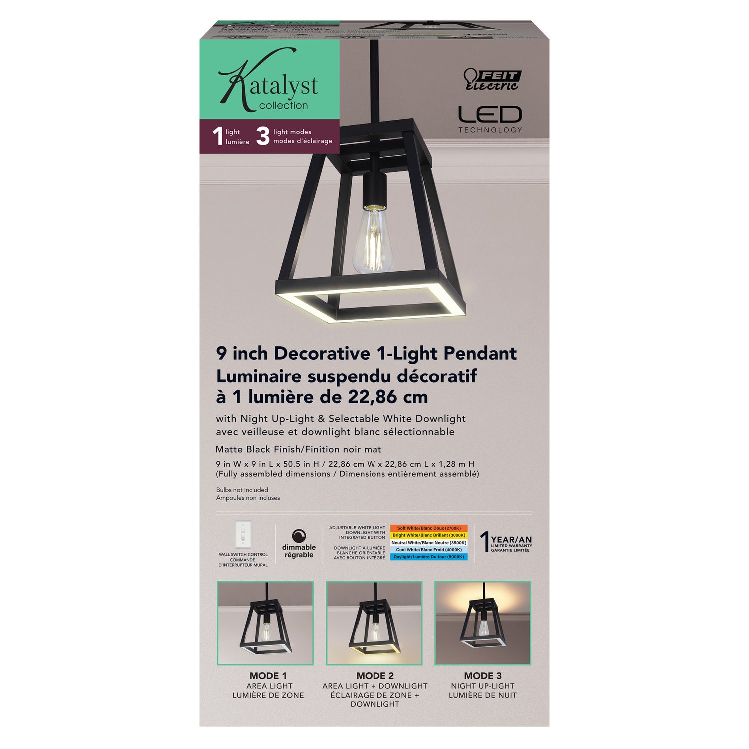 Katalyst Collection LED Decorative Single Light Pendant Matte Black