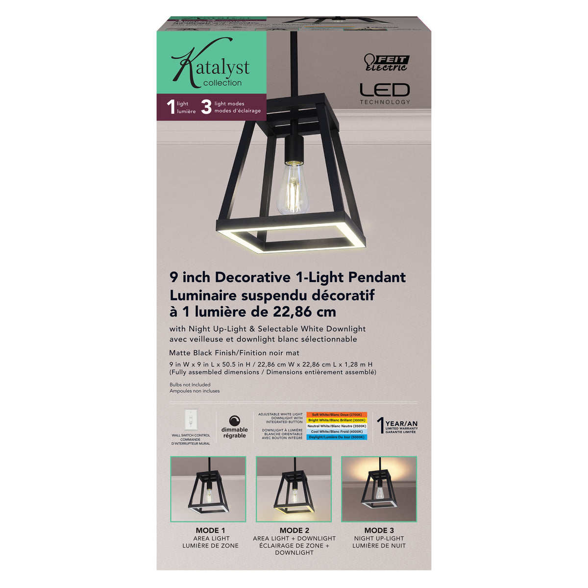Katalyst Collection LED Decorative Single Light Pendant Matte Black