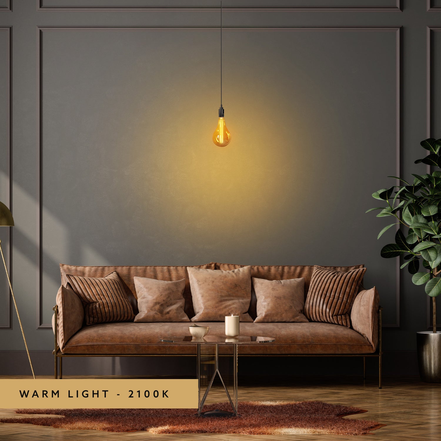 3.5W (60W Replacement) Warm Light (2100K) E26 Base PS50 Big Bulb Acrylic Filament LED